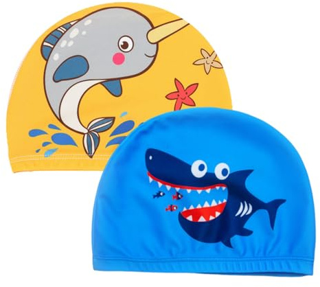 2 Pièces Bonnet de Bain Bébé, Bonnet de Bain Enfant, Bonnet de Bain pour Enfants, Bonnet de Bain pour Enfants, Bonnet de Bain pour Garçons et Filles de 4 à 10 Ans