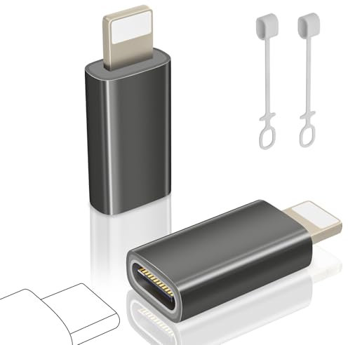 layajia Adattatore USB C a Lightning, Adattatore Lightning USB C per iPhone 14/13/12/iPad/Airpods, Supporta la Ricarica/Sincronia dei Dati, Non per Cuffie/Audio/OTG, Anti-Perso, 2 Pezzi, Gun Grey