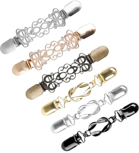 XHYASD 6 Stück Vintage Kleiderclip Zinklegierung Reversclip Gold Silber | Zinklegierung, 6 Stück, Gold Silber Bronze, Vintage, stoffschonend