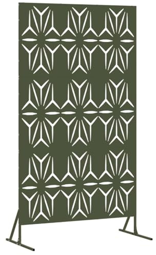vidaXL Außenzaunpanel in Olivgrün mit Blumenmuster | Großes, modernes Design, robuste Bauweise, perfekt für Zäune, Sichtschutz, Garten, Terrasse, Hinterhof, rechteckig