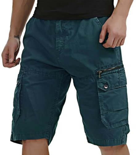 Cargo-Shorts für Herren, knielang, lässig, Wandern, Caprihose, lockere Passform, große und hohe Shorts für Herren, Cargohose, Sommerkleidung für Herren, blau, XL