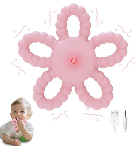 Flintronic Beißring Baby, Baby Zahnen Spielzeug aus Silikon, BPA-frei, Zahnen & Greifring für Babys, für Babys ab 6 Monate, Rosa