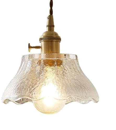 Single Head Ceiling Hanging Lamp – Modern Industrial Style Chaner Shade, E27 Light Source Glass Pendant Light for Bedroom, Study, and Restaurant Decor