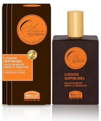 Helan, Olmo, Après-rasage frais et pétillant pour homme, lotion liquide apaisante contre les irritations, à la centella asiatica et à la vigne rouge, 75 ml - Fabriqué en Italie