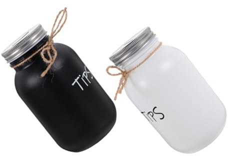 Milisten Set 2 Pezzi Salvadanaio in Vetro Da 1000ml Per Adulti, Design Semplice Materiali Resistenti in Ferro, Contenitori Decorativi Per Risparmio Monete, Adatti Per Casa, Ufficio, Bar e Negozi