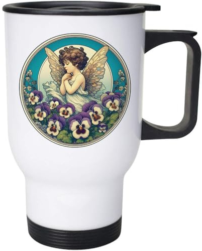 Azeeda 400ml 'Pansy Garden Fairy' Reusable Coffee/Travel Mug (MG00091723)