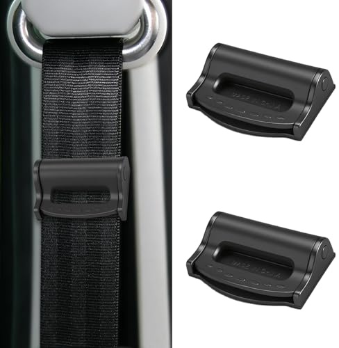 2PCS Car Seat Belt Adjuster, Car Seat Belt Clip Stopper,Shoulder Neck Strap Positioner,Car Seat Belt Fixing Clip Buckle Stopper, Auto Buckle Locking Clip Tension Adjuster for Kids Adults (Black)