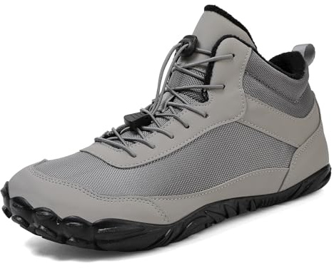 AONETIGER Scarpe Barefoot Invernali Donna Uomo Antiscivolo Stivali Neve Caldo Scarponcini Impermeabili Scarpe a Piedi Nudi da Trekking (6818 Grigio,45EU)