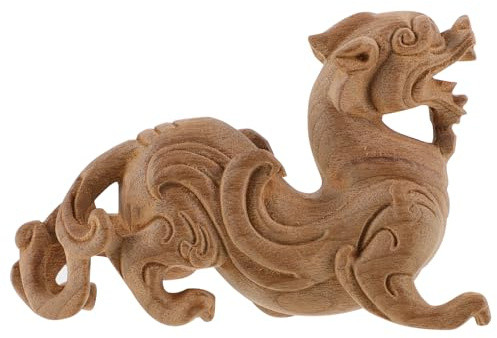 SHINEOFI Estatua de Madera de Pixiu y Estilo Artístico Diseño Clásico Marrón Varios Estilos Adorno Artesanal para Decoración de Escritorio y Hogar para Ambiente Moderno