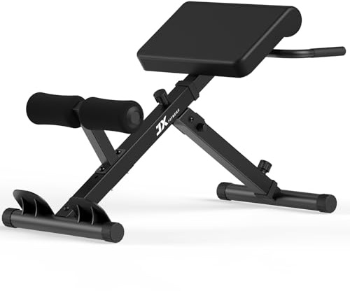 JX FITNESS Hyperextension Bank, Verstellbare Rückentrainer Bank, Faltbar, Römischer Stuhl für Rücken- und Bauchmuskeltraining, Schwarz