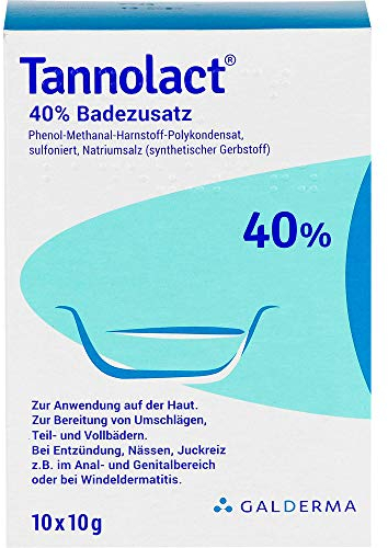 Tannolact Badezusatz, 100g, bei Windeldermatitis und wunden Babypos, lindert Juckreiz und Entzündungen, für Säuglinge geeignet, in 10 Einzelpackungen, kortisonfrei