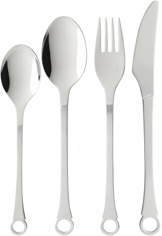 Gense Pantry Besteck Set 4 Personen, Essbesteck 4 Personen Spülmaschinenfest, Zeitloses Besteckset 16-Teilig mit Charmantem Loch zum Aufhängen, Edelstahl Matt/Glänzend