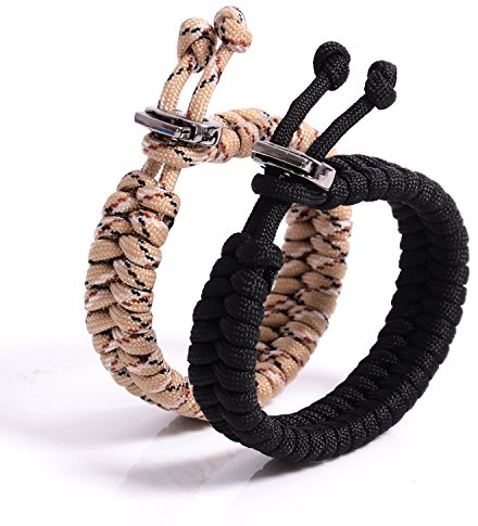 The Friendly Swede 2 Stück Freundschaftsarmband aus Paracord mit Metallverschluss und Verstellbarer Größe (Schwarz und Desert Camo)