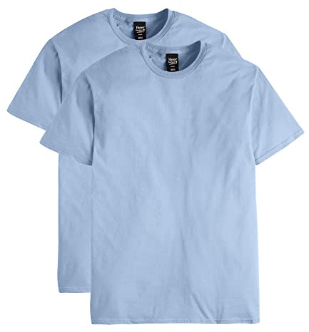 Hanes Men's Big and Tall Nano Premium Cotton T-Shirt (Pack of 2), Light Blue, 3X-Large