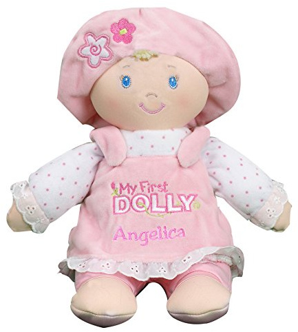 GiftsForYouNow Pink My First Dolly Personalized Plush Blonde Doll, 12 x 11