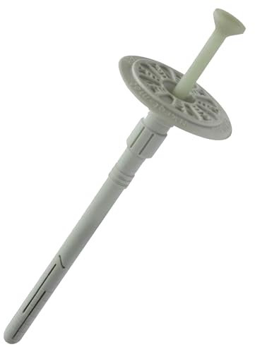 Befestigungsmaterial WKRET-MET 100 STK. Dübel ∅ 10 mm Dämmstoffdübel Tellerdübel Schlagdübel Kunststoffnagel glasfaserverstärkt (FIXPLUG ∅ 10 x 120 mm)