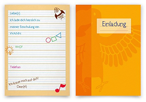 Einladungskarten Einschulung Schulanfang Jungen Mädchen 8 Stück - Schulheft