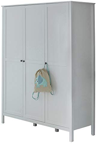 trendteam smart living - Ole - Garderobenschrank - Weiß - Kleiderschrank mit 3 Türen, 3 Einlegeböden - (BxHxT) 141 x 192 x 51 cm - altsilberfarbene Metallgriffe