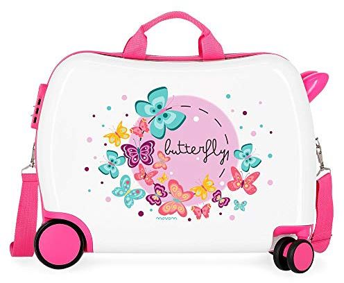Movom Happy Time Kinder-Koffer Mehrfarbig 50x38x20 cms Hartschalen ABS Kombinationsschloss 34L 2,1Kgs 4 Räder Handgepäck, Butterfly