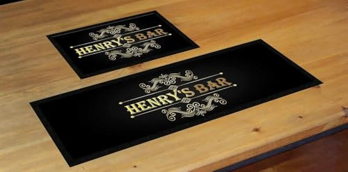 Daily Gifts Personalised Any Text Beer Mat Label Bar Runner Ideal Home Pub Cafe Occasion 63 (44x25cm) Black Polyester
