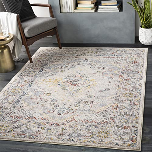 Livabliss Casablanca Vintage groß - Wohnzimmer 160x213 cm, Esszimmer, Schlafzimmer, Orientalischer e Boho Style - Carpet Living Room, Bunter Muster, Taupe und Creme