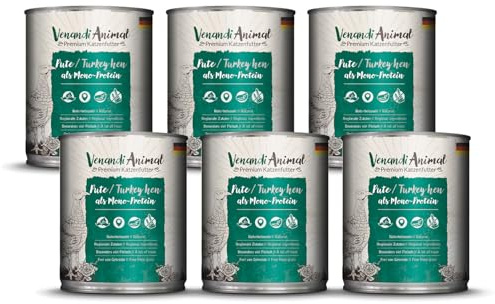 Venandi Animal Våtfoder med nöt som monoprotein för katter, spannmålsfritt och naturligt, 6-pack (6 x 800 g)
