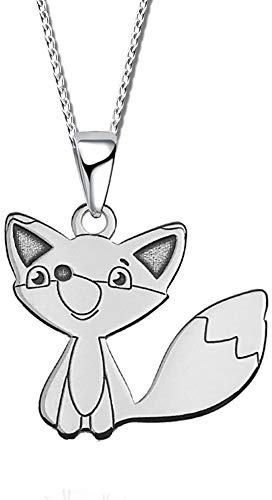 Kinder Hals-Kette mit Anhänger echt 925 Sterling Silber Mädchen Fuchs (Silber A26, 40)