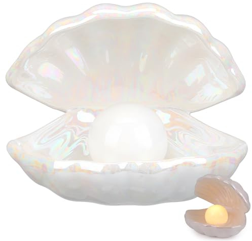 Concha de luz de acento lámpara nocturna en concha ornamental pieza de coleccionista decoración de mesa para dormitorio salón