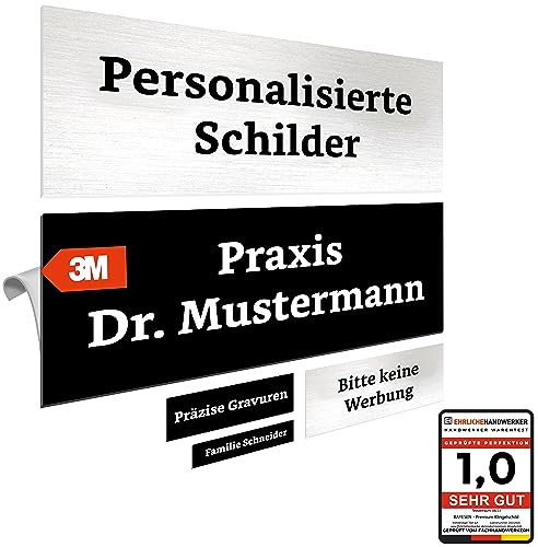 Kunststoff Klingelschild selbstklebend Haustür Namensschild Türschild Briefkastenschild Größe 6 x 2 cm mit individueller Gravur
