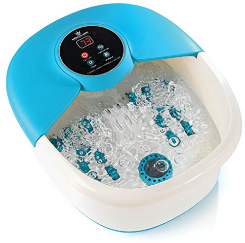 Medical king Foot Spa Massager with Heat, 14 Rollers in Foot Shape - 5 in 1 Foot Bath Massager - Adjustable Heating, Bubbles, Vibration, Pumice Stone, Mini Massage Points