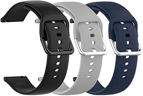 BUYGOO 3 Cinturini di Ricambio Compatibili con Galaxy Watch Active, Cinturino in Silicone per Smartwatch, Cinturino di Ricambio per Sport, Morbido e Traspirante, 20 mm, Unisex, Colore Solido