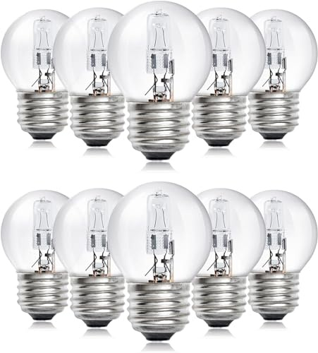 Bonlux G45 E27 Edison Screw ES Bulb, 42W Dimmable Golf Ball Light Bulb | 2700K Warm White, Classic Mini Globes Clear Round Light Bulbs, Equivalent to 60W Incandescent Bulbs Pack of 10