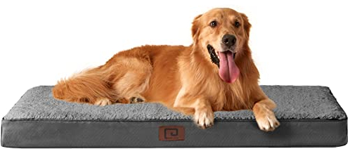 EHEYCIGA Orthopädisches Hundebett Grosse Hunde XL 104x68x9cm, Hundekissen Waschbar Flauschig, Hundematte Hundematratze für Kiste, Grau