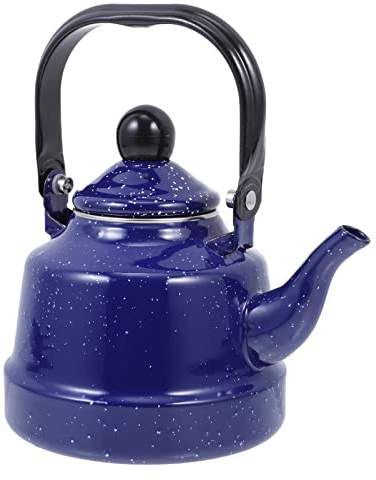 HEMOTON Teekessel Kessel 1l Flöte 1. 1L Vintage Emaille Wasserkocher: Edelstahlherd Tee Kessel Punkt Kessel Flacher Bodenkocherw?rmer Teakhessel für Kochplatten Wasserkessel Flötenkessel
