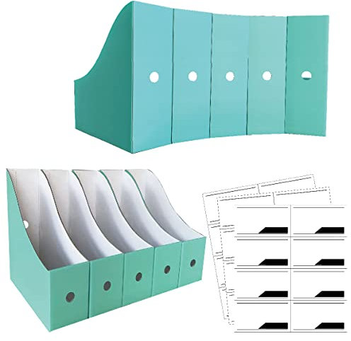 ANSSDO 12 Pack Teal Cardboard Magazine Holders, Premium Magazine File Holder for Desk, Foldable Large Volume Magazine File Organizer as Book Bins or Folder Holder for Office or School…