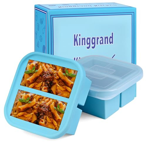 Kinggrand Kitchen Bandeja de silicona para congelador de 1 taza con tapa, paquete de 2 moldes para congelar sopas, caldos, guisos, salsas, curry