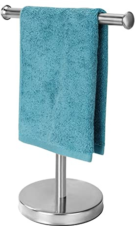 Kingmate Hand Towel Holder Stand, Towel Rack with Stainless Steel Base, Rust-Proof Jewelry Stand (Brushed Nickel)