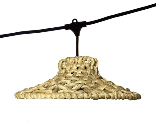Guirlande lumineuse raccordable d'extérieur avec abat-jour en jacinthe d'eau naturelle style bohème 7 ampoules à filament douille E27 LED blanc chaud MOOREA LIGHT CONNECTABLE 6m