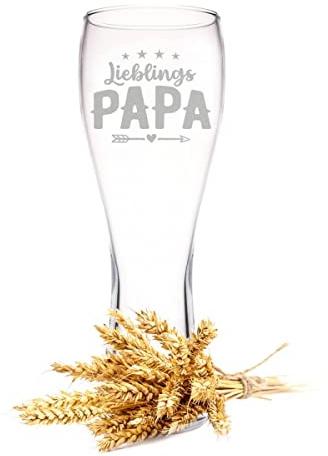 GRAVURZEILE Leonardo Weizenglas mit Gravur - Lieblings Papa - Geschenke für Papa zum Vatertag - Witziges Geschenk für Bierkenner Bier Liebhaber - Geschenkidee für Ihn Männer zum Geburtstag - 500 ml
