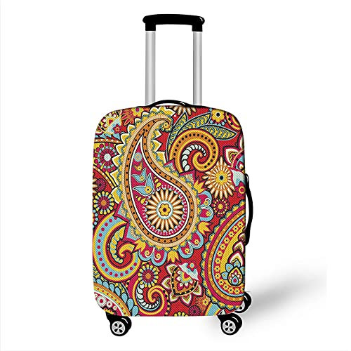 Cecey-jdz Koffer-Gepäckschutz – Vintage-Paisley-Druck, Universalrad, Trolley-Koffer, Gepäckabdeckung, Rot, Elastisch, Für Koffer, Koffer, Zubehör, Reisen, Schule, 18–32 Zoll, XL (29,32 Zoll)