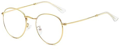 RUNHUIS Rund Blue Light Blocking Gläser Damen Herren Klassischer Metallrahmen Anti Bluelight Augenschutz Brillen