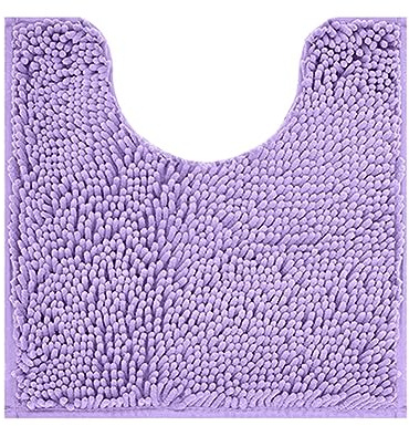 Reyox Chenille Badematte mit WC Ausschnitt, rutschfest Waschbar Badezimmerteppich, Weicher Absorbierende WC Vorleger, Toilettenteppich in U-Form Helles Lila