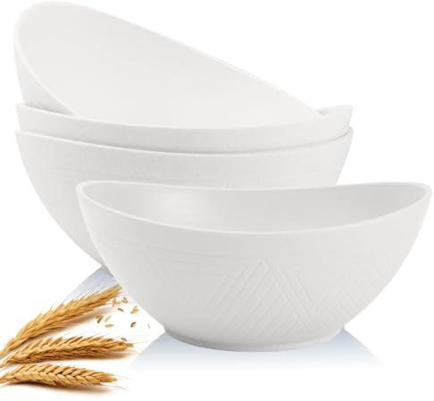 Homienly 9.6 inch Serving Bowls, Large Serving Dishes for Wedding Parties, 60 Oz for Salad, Side Dishes, Pasta, Oval Shape, Microwave & Dishwasher Safe, Set of 4, White