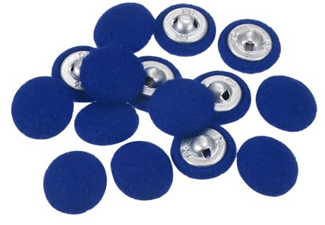 QUARKZMAN 10 Stück Stoffbezogene Knöpfe 15mm Runde Plüsch Bezogene Metall Knopf Stoff bedeckt mit Metallschaft Nähknöpfe Bastelknöpfe zum Nähen Basteln für Anzüge Strickjacke, Tiefblau