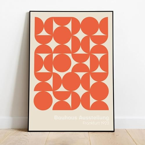 KemneT Bauhaus Orange Pop Muster Poster und Kunstdrucke abstrakte Illustration Leinwandgemälde Vintage-Ausstellung Wand Bilder Bild Raumdekoration 50 x 70 cm ungerahmt