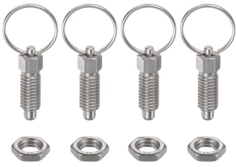 QUARKZMAN 4Pcs Goupille à Ressort avec Anneau de Traction, Taille de Filetage M8*1,25, Longueur de Filetage 0,63, Diamètre de la Broche 5mm, Tête Ronde en Acier Inoxydable