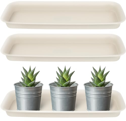 BESPORTBLE 3pcs Plastic Rectangular Plant Drip Tray, Window Box Flower Pot Saucers Drip Trays for Indoors Outdoors, 34 * 14 * 3 cm