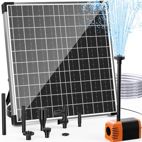 Biling 25W Solar Pond Fountain, 1200L/H Solar Powered Water Pump with Filter DIY Fountains Water Feature with 6.5ft Tubing and 4 Nozzles, 16.5ft Cord Pond Pump for Garden, Pool, Fish Tank Stream