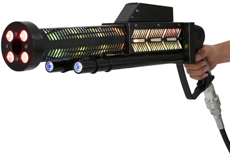 Nebelmaschine, CO2 Handnebelmaschine mit 4 Farben LED RGB Light, Sprühweite 6-7m, für Konzerte, Bühnenauftritte, Bars, Nachtclubs