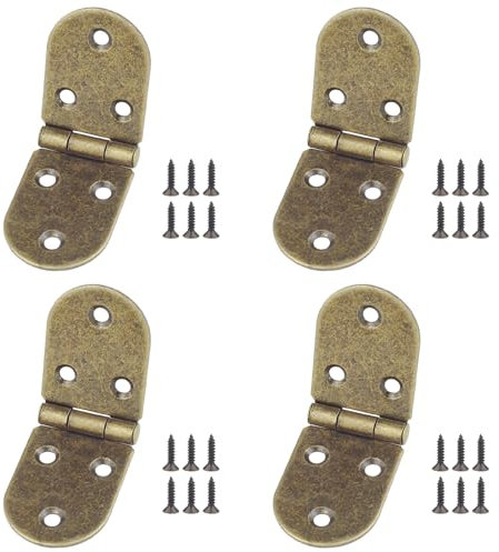 JJWNMLL Cerniere a semicerchio in bronzo antico in ferro anticato (4 pezzi) con 26 viti per porte in legno armadio cassetto